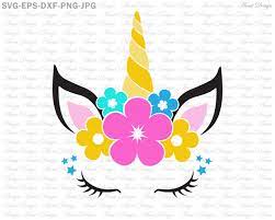 Most of the designs come with a black layer and the attractive colors are added on the top. Unicorn Flower Svg Unicorn Head Svg Unicorn Face Svg Etsy Unicorn Svg Flower Svg Unicorn Flowers