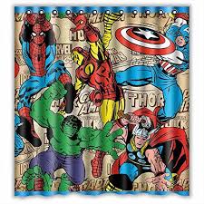 Custom Marvel Comics Superheroes Waterproof Bathroom Shower Curtain Polyester Fabric Showe Superhero Shower Curtain Superhero Bathroom Shower Curtain Polyester
