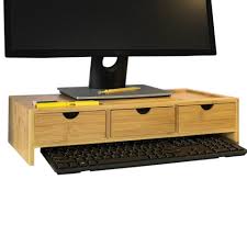 Mit schreibtischen, die höhenverstellbar sind, reduzieren sie die zeit des statischen arbeitens, beugen muskelverspannungen vor und steigern infolgedessen ihre konzentrationsfähigkeit. Sobuy Bbf03 Monitor Halterung Monitorerhohung Monitorstander Bildschirmstander Schreibtischaufsatz Mit Fachern Und 3 Schubladen Bambus Online Kaufen Otto