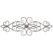 Antique brown fleur de lis horiz. Scroll Metal Wall Decor With Medallion Hobby Lobby 1123298