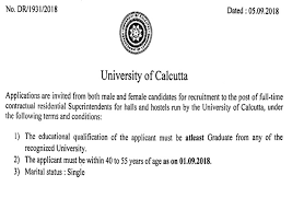 At the university of calcutta the size of an average university. University Of Calcutta Notice To Fill The Vacancy Of Hostel Superintendent