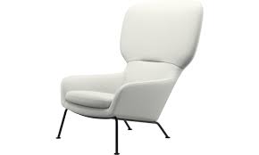 Modern White Leather Designer Armchairs Boconcept Belleze club chair tub faux leather armchair seat accent living room, white.
