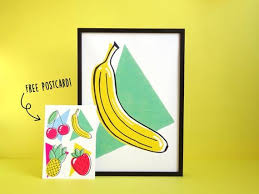Banana Art Print Retro Inspired Graphic Print Etsy Banana Art Art Prints Art