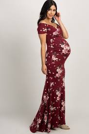 Beautiful Maternity Dress For Taking Maternity Pictues Love The Floral Print On Th Burgundy Maternity Dress Maternity Long Dress Maternity Dresses Photography