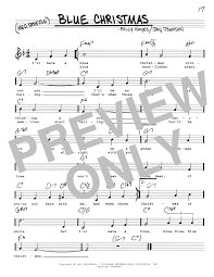 Blue Christmas Sheet Music Elvis Presley Real Book Melody Lyrics Chords
