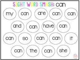 Kindergarten Sight Word Smash Mats Sight Words Kindergarten Sight Words Smash Mats