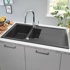 Grohe K400 Drehbare Einbauspule Mit Abtropfflache Granit Schwarz 31642ap0 Spulbecken Design Einbauspule Waschbecken