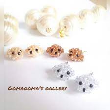 再 トイプードルピアス キャッチに大粒コットンパール スタッドイヤリング ピアス キャッチ プードル