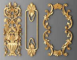 Frame Cartouches Set 3d Model Baroque Decor Mirror Designs Gold Frame