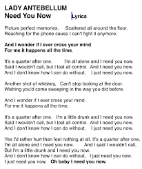 (p) (c) 2009 capitol records nashville. Need You Now Lyrics Need You Now Lyrics