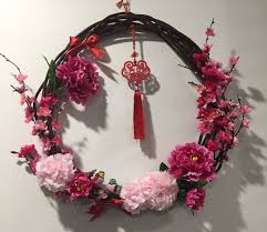 Chinese New Year Wreath Vong Hoa Trang Tri Tết Trung Quốc Vong Hoa