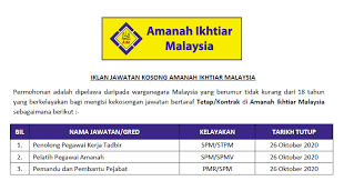 Amanah ikhtiar malaysia (aim) was established in 1987. Permohonan Jawatan Kosong Amanah Ikhtiar Malaysia Kelayakan Pmr Spm Spmv Stpm