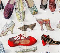 shoes throughout history fabulous foot fashion chart lithograph 1912