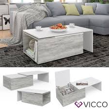 Couchtisch weiß grau holz couchtisch für ihre sitzgruppe entdecken leiner. Vicco Couchtisch Leo In Weiss Beton Wohnzimmer Real De