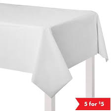 White Plastic Table Cover 54in X 108in White Plastic Table Plastic Table Covers Plastic Tables