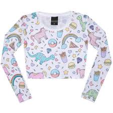 Black And White Crop Top For Girls Unicorn Crop Top Long Sleeve Tank T Shirt Womens Ladies Girls Top 19 Liked On Poly Long Sleeve Crop Top Black And White T Shirts Blue Long Sleeve Shirt