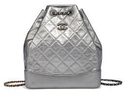 A SILVER DISTRESSED LAMBSKIN LEATHER GABRIELLE BACKPACK, CHANEL, 2017-2018 
