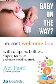 Free Welcome Box With Diapers Bottles Wipes Formula And More Email Required Act Fast While Supplies Last C Baby Samples Baby Freebies Free Baby Stuff