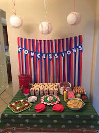 Throw 'em a curveball with a snacks & treats table. Baseball Themed Birthday Party Sports Themed Birthday Party Sports Birthday Party Sports Theme Birthday
