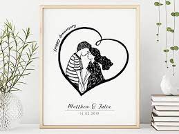 Couple Print Couple Illustration Couple Drawing Personalized Couple Wall Art Annivers Boyfriend Anniversary Gifts Wedding Gifts For Couples Boyfriend Gifts