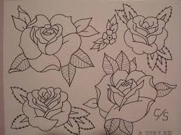 Rose Flash Sheet By Alex Tollar D48l4x1 Jpg 900 675 Pixels Rose Tattoo Stencil Tattoo Stencils Rose Outline Tattoo
