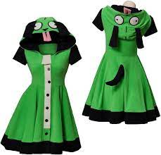 Amazon.com: VEECOOCOS Zim Cosplay Costume Women's Zim Green Hoodie Costume  with Tail Halloween Costume Dress (XS) : Clothing, Shoes & Jewelry