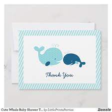 Cute Whale Baby Shower Thank You Zazzle Com Whales Baby Shower Whale Baby Shower Theme Baby Shower Thank You