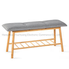 Laurel foundry modern farmhouse jannie hall tree bench and shoe storage at wayfair. China Extra Large Size Bamboo Entryway Shoe Rack Storage Bench With Soft Cushion China Shoe Rack Bench Bamboo Shoe Bench