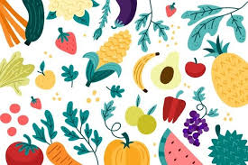 Contexto De Memphis De Divers Fruits Tires A La Main Vecteur Gratuite En 2020 Affiche De Nourriture Fruits Cereales Granola