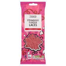 This creamy flavour is the perfect take on strawberries & cream and great for those. Tesco Strawberry Flavour Laces 75g Tesco Groceries
