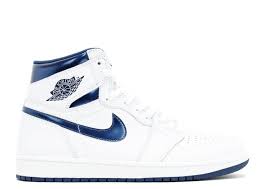 Air Jordan 1 Retro High Og Metallic Navy Air Jordan 555088 106 White Midnight Navy Air Jordans Sneakers Men Fashion Sneakers