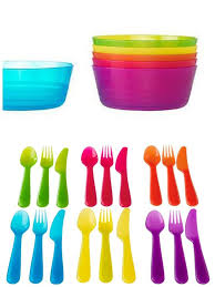 Ikea Kalas Kids Assorted Color Bpa Free Plastic Bowl Spoon Fork Knife Utensils Kid Utensils Ikea Baby Ikea Forks