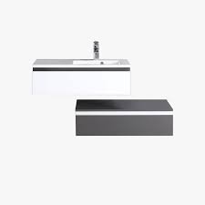 Donnez du style à votre pièce avec les meubles sdb proposés par id market. Aquamare Meuble Salle De Bain Simple Vasque 2 Tiroirs Decales Gris Et Blanc