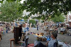 The antique market runs along the wall and julianus. Tongeren Antique Market Belgium Flea Market