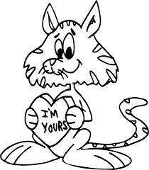 Valentine Coloring Page Cat Holding Heart Valentines Day Cat Valentine Coloring Pages Valentines Day Coloring Page