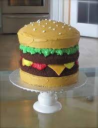 A Mixture Of Mediums Cheeseburger Cake Creative Birthday Cakes Burger Cake Cheeseburger Cake