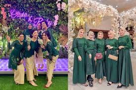 Baju pesta hijau lembut batik keluarga pinterest blog via pinterest.com. 10 Ide Seragam Bridesmaid Dengan Warna Hijau Kompak Tampil Fresh