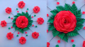 Paper Rose Wall Hanging Paper Flower Wall Hanging Paper Rose Wall Craft Paper Roses Paper Flowers Paper Flower Wall