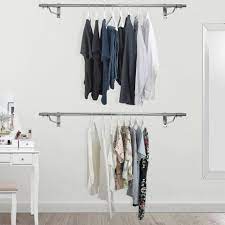 Small hanging rails for clothes. Wall Mounted Clothes Hanging Rail 1220mm Wall Clothing Rack Hanging Clothes Rail Hanging Rail