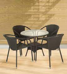 Game/poker table and 4 chairs : Buy Outdoor Coffee Table Set In Brown Colour By Ventura Online Patio Sets Tables Furniture Pepperfry Product