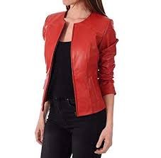 Ladies Bomber Moto Biker Lambskin Leather Jacket Zipper Closure Soft Stylish Slimfit Red In 2020 Leather Jackets Women Leather Jacket Leather Jacket Zipper