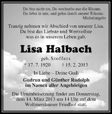 Traueranzeigen von Lisa Halbach