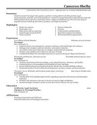 paralegal resume examples law
