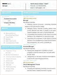 Latest Cv Format Accountant Company Secretary Accounting Decision Making Skills