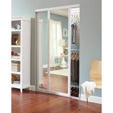 Contractors Wardrobe 96 In X 81 In Serenity White Wood Frame Mirrored Interior Sliding Door Ser Mcl9681wh2x The Home Depot Sliding Doors Interior Sliding Mirror Closet Doors Wood Framed Mirror