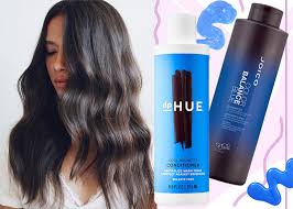 Blue pigments attached to hair and neutralises orange copper brassy tones bleach free, amonia free, & added with keratin not a permanent hair colorant & will not damage. Best Blue Shampoos Conditioners For Brunettes To Prevent Brassy Hair