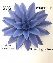 Dahlia Paper Flower Template Svg Pdf Dxf Png Large Paper Etsy Giant Paper Flowers Paper Flower Patterns Large Paper Flowers