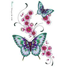 Butterfly tattoo designs are the epitome of classic feminine tattoos. Waterproof Temporary Tatoo Sticker Color Small Fresh Flowers And Big Butterfly Tattoo Wholesale Lc2828 Aliexpress Com Imall Com