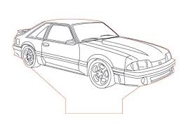 Ford Mustang Gt87 Foxbody 3d Illusion Lamp Plan Vector File For Laser And Cnc 3bee Studio Mustang Drawing Mustang Art Cars