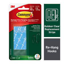 I will not be using any command outdoor products and now i am cautious about which i use indoors all of our hooks and strips once applied need to be stretched off the surface for clean removal, they. Command Outdoor Clear Assorted Refill Strips 3m United States